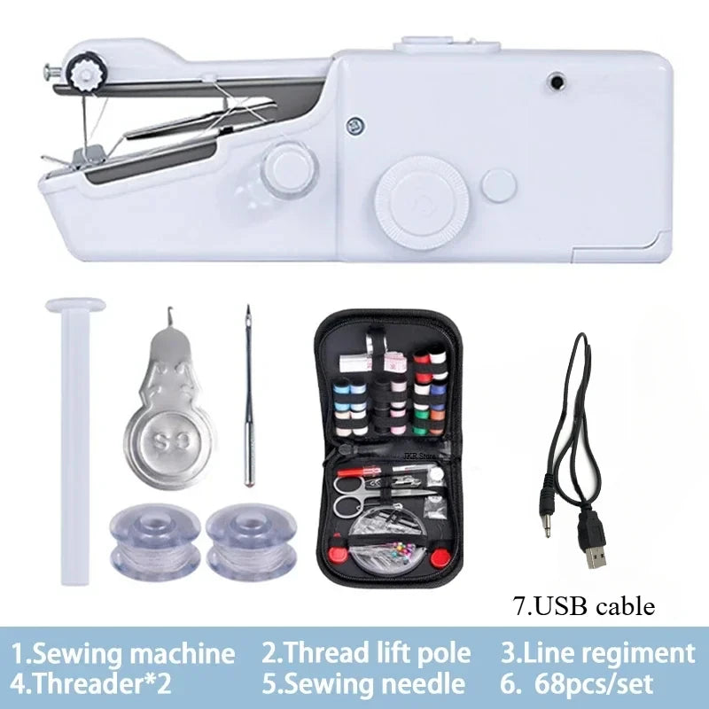 New Electric Sewing Machine Portable Sewing Machine Quick Handheld Sewing Tool Mini Hand Home DIY Apparel Supplies Arts Crafts
